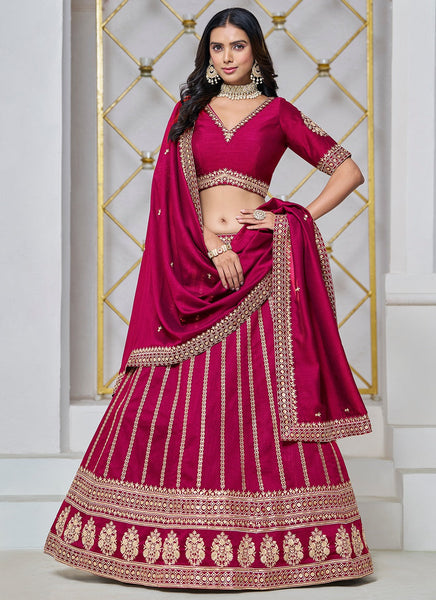 Luxurious Pink Art Silk Sequined Embroidered Lehenga Choli - women's fashion mart