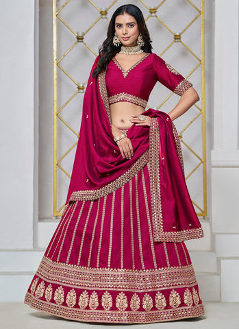 Luxurious Pink Art Silk Sequined Embroidered Lehenga Choli - women's fashion mart