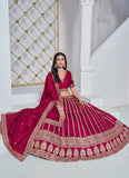 Luxurious Pink Art Silk Sequined Embroidered Lehenga Choli - women's fashion mart