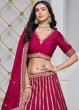 Luxurious Pink Art Silk Sequined Embroidered Lehenga Choli - women's fashion mart