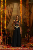 Black Georgette Designer Festive Set With Thread, Mirror And Shell Handwork