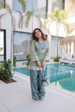 Royal Mirror Work Kurti Palazzo Set For Women