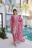 Luxury Ho Silk Designer Multi With Thread Embroidery Suit Set