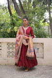 Beautiful Frill Stitching Designer Festival And Wedding Gown And Dupatta Set