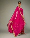 Pink Georgette readymade embroidered Flared gown - women's fashion mart
