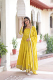 Designer Vichitra Silk Sequin Embroidered Gown with Dupatta for Wedding & Party Wear