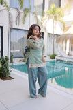 Royal Mirror Work Kurti Palazzo Set For Women
