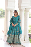 Ethereal  Silver Crunchy Sequins Embroidered Luxury Anarkali Gown Set