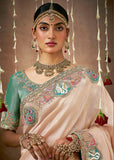 Delight Pink Woven Embroidered Designer Tissue Silk Saree