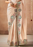 Delight Pink Woven Embroidered Designer Tissue Silk Saree
