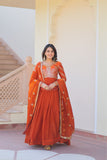 Designer Sequins Multi Embroidered Work Women Gown With Dupatta