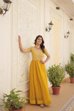 Designer Embroidery Zari Sequins Work Gown Set