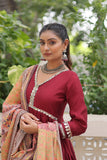 Beautiful Frill Stitching Designer Festival And Wedding Gown And Dupatta Set
