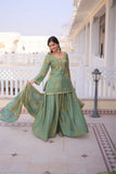 Fendi Crush Zari Sequins Embroidered Kurti Sharara Set With Designer Dupatta