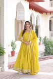 Designer Vichitra Silk Sequin Embroidered Gown with Dupatta for Wedding & Party Wear