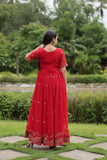 Luxury Zari Thread Sequins Embroidery Work Gown