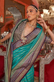 Astonishing Aqua Blue Kanjivaram and Patola Printed Silk Saree - women's fashion mart