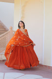 Designer Sequins Multi Embroidered Work Women Gown With Dupatta