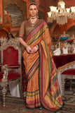 Dignified Dusty Brown Kanjivaram and Patola Printed Silk Saree -Saree Unstitched women's fashion mart