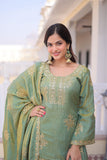 Fendi Crush Zari Sequins Embroidered Kurti Sharara Set With Designer Dupatta