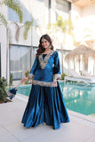 Royal Ice Velvet Zari And Mirror Embroidered Luxury Co Ord Set With Batwa
