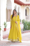 Designer Vichitra Silk Sequin Embroidered Gown with Dupatta for Wedding & Party Wear
