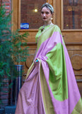 Classic Mauve-Mint Green Handloom Silk Trendy Saree - women's fashion mart