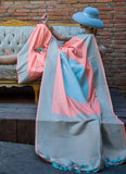 Classic Light Blue-Peach Handloom Silk Trendy Saree - women's fashion mart
