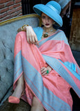 Classic Light Blue-Peach Handloom Silk Trendy Saree - women's fashion mart