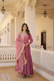 Stunning Designer Embroidered Work Gown With Dupatta Set - women's fashion mart