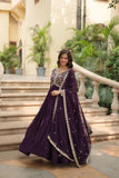 Amazing Festive Wear Faux Georgette Sequins Worked Gown - women's fashion mart