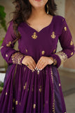 Luxury Faux Blooming Zari And Sequin Embroidered Designer Gown With Dupatta
