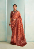 Classic Dusty Brown Handloom Silk Weave Traditional Saree - women's fashion mart