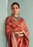 Classic Dusty Brown Handloom Silk Weave Saree -Saree Unstitched women's fashion mart