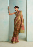 Peerless Dull Brown Handloom Silk Weave Traditional Saree - women's fashion mart