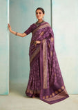 Dignified Deep Purple Handloom Silk Weave Saree -Saree Unstitched women's fashion mart