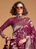 Trendy Hand Woven Maroon Silk Saree -Saree Unstitched women's fashion mart