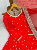 Red colour embroidery work party wear suit -Designer Suit M / Red women's fashion mart