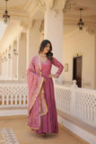 Stunning Designer Embroidered Work Gown With Dupatta Set - women's fashion mart