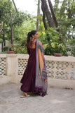 Beautiful Frill Stitching Designer Festival And Wedding Gown And Dupatta Set