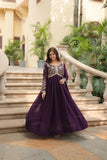 Amazing Festive Wear Faux Georgette Sequins Worked Gown - women's fashion mart
