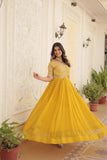 Designer Embroidery Zari Sequins Work Gown Set