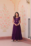 Stunning Sequins Multi Tread Beads Embroidered Work Women Gown