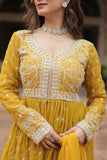 Faux Georgette Sequins With Thread Embroidered Kurti Sharara Dupatta Set For Women