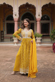 Faux Georgette Sequins With Thread Embroidered Kurti Sharara Dupatta Set For Women