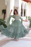 Premium Designer Sequins Beads Embroidery Gown With Dupatta Set