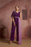 Luxury Wine Organza Co Ord Set For Women