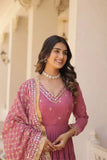Stunning Designer Embroidered Work Gown With Dupatta Set - women's fashion mart