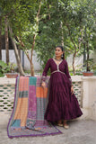 Beautiful Frill Stitching Designer Festival And Wedding Gown And Dupatta Set