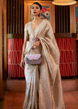 Antique Beige Woven Tussar Silk Saree
